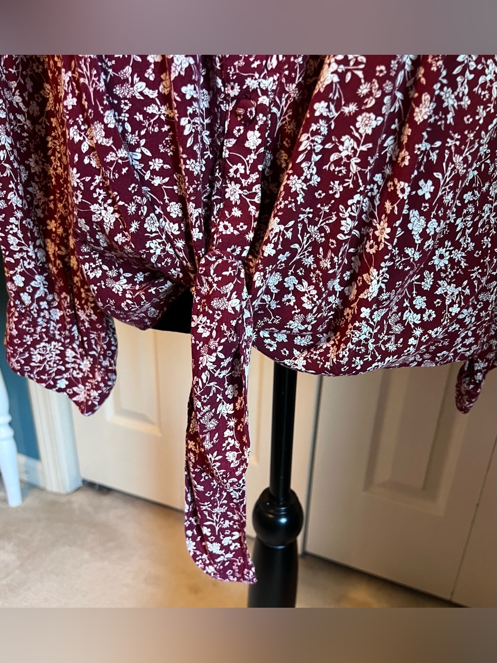 JODIFL Floral Tie-Front Button Down Shirt Size Large Romantic Boho Cottagecore - Picture 5 of 12